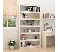 FUDUGEHMIOFWFJJ Libreria Bianca 100x30x200 cm in Legno Massello di Pino, Scaffale Libri Moderno e Divisorio per Soggiorno, Libreria per Casa Ufficio, Robusta e Facile da Pulire