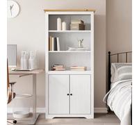 FUDUGEHMIOFWFJJ Libreria BODO 82x40x173 cm Solid Wood Bookshelf in White & Brown Pine for Living Room Office, Rustic Modern Design with 5 Shelves, Sturdy & Spacious Storage Furniture