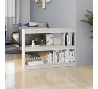 FUDUGEHMIOFWFJJ Libreria Divisorio Bianco 100x30x71.5 cm in Legno Massello di Pino, Elegant Bookcase Room Divider with 3 Shelves, Modern Wooden Storage Shelf for Living Room Bedroom Office