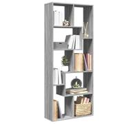 FUDUGEHMIOFWFJJ Libreria Divisorio Moderna Grigio Sonoma 67x25x161,5 cm in Truciolato, Scaffale a Parete con 8 Scomparti, Divisorio per Soggiorno e Camera da Letto, Design Geometrico, Capienza 100 kg