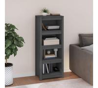 FUDUGEHMIOFWFJJ Libreria Grigia 50x35x125.5 cm in Legno Massello di Pino, Modern Wooden Bookshelf for Living Room & Bedroom, Sturdy Pine Shelf with 5-Tier Storage Space, Gray Finish