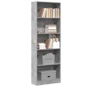 FUDUGEHMIOFWFJJ Libreria Grigio Cemento 60x24x176 cm in Legno Multistrato - Modern Bookcase with 5 Shelves for Living Room Bedroom Durable Multipurpose Storage Furniture for Books, Decor & Media