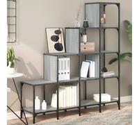 FUDUGEHMIOFWFJJ Libreria Grigio Sonoma 122x30x132cm, Modern Bookcase with Metal Frame, Sturdy Engineered Wood Shelves, Adjustable Feet, Ideal for Living Room, Office, Display Books, Plants, Decor