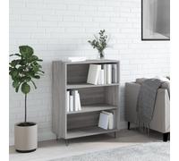 FUDUGEHMIOFWFJJ Libreria Grigio Sonoma 69.5x32.5x90 cm in Legno Multistrato - Modern Bookcase with 3 Open Shelves for Living Room Office Sturdy Plywood Storage Shelf with Metal Feet for Books & Decor