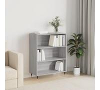 FUDUGEHMIOFWFJJ Libreria Grigio Sonoma 69.5x32.5x90 cm in Legno Multistrato - Modern Bookcase with 3 Open Shelves for Living Room Office Sturdy Plywood Storage Shelf with Metal Feet for Books & Decor