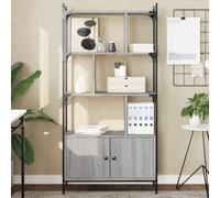 FUDUGEHMIOFWFJJ Libreria Grigio Sonoma 76,5x30x154,5 cm with Doors, Modern Bookcase for Living Room & Office, Sturdy Steel Frame & Engineered Wood, Zig Zag Design Shelves, Max Load 15kg