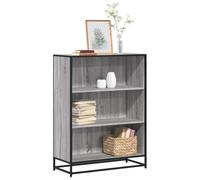FUDUGEHMIOFWFJJ Libreria Grigio Sonoma 80.5x35x107.5 cm Industrial Modern Bookcase with 3 Spacious Shelves, Sturdy Metal Frame & Particle Board for Living Room, Office Storage Furniture