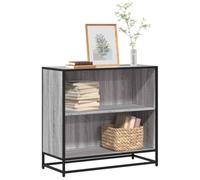 FUDUGEHMIOFWFJJ Libreria Grigio Sonoma 80.5x35x76 cm Modern Bookcase with 2 Shelves, Industrial Style Storage Unit for Living Room & Office, Sturdy Multilayer Plywood & Metal Frame, Max Load 60kg