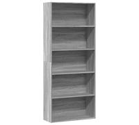 FUDUGEHMIOFWFJJ Libreria Grigio Sonoma 80x30x189 cm in Legno Multistrato - Modern Bookshelf for Living Room Office Sturdy Wooden Shelf with 5 Adjustable Shelves - Space Saving Storage Solution