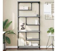 FUDUGEHMIOFWFJJ Libreria Grigio Sonoma 81x36x176 cm in Legno Multistrato - Modern Bookcase with Zig Zag Design, Sturdy Metal Frame & Engineered Wood Shelves for Living Room, Office, Bedroom Storage
