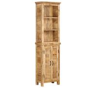 FUDUGEHMIOFWFJJ Libreria in Legno Massello di Mango 50x30x180 cm con 3 Ripiani e Ante, Rustica Robusta, per Camera da Letto e Soggiorno, Facile da Montare, Design Unico