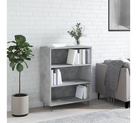 FUDUGEHMIOFWFJJ Libreria Moderna Grigio Cemento 69.5x32.5x90 cm in Legno Multistrato con 3 Ripiani, Scaffale per Libri e Oggetti Decorativi, Stabile con Piedini in Metallo per Soggiorno o Ufficio