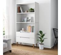 FUDUGEHMIOFWFJJ Libreria MOLDE Bianca Bookshelf 85x35x170.5 cm Solid Pine Wood, Modern White Bookcase for Living Room & Bedroom, Sturdy Storage Shelf with 5 Adjustable Shelves, Easy Assembly