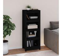 FUDUGEHMIOFWFJJ Libreria Nera 50x35x125.5 cm Solid Pine Wood Bookshelf, Modern Black Bookcase with 5 Shelves for Living Room Bedroom Office, Sturdy Storage Shelf for Books Decor