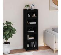 FUDUGEHMIOFWFJJ Libreria Nera 50x35x154 cm in Legno Massello di Pino - Modern Bookshelf for Living Room Office Sturdy Pine Wood Construction Spacious Storage Shelf - Easy Assembly Home Furniture