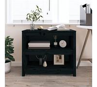FUDUGEHMIOFWFJJ Libreria Nera 80x35x68 cm in Legno Massello di Pino, Modern Bookshelf for Living Room & Office, Sturdy Pine Wood Storage Shelf with 4 Adjustable Shelves, Black Finish