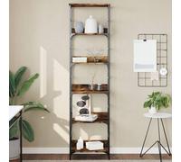 FUDUGEHMIOFWFJJ Libreria Rovere Fumo 50x33x188,5 cm in Legno Multistrato - Industrial Style Bookshelf with 5 Shelves, Sturdy Steel Frame Raised Edges for Home & Office Storage