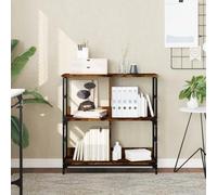FUDUGEHMIOFWFJJ Libreria Rovere Fumo 78.5x33x82 cm Industrial Bookshelf with 4 Shelves, Multilayer Plywood & Steel Frame, Rustic Office Library Storage for Books, Decor, Home & Workspace Organization