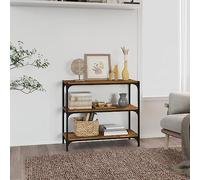 FUDUGEHMIOFWFJJ Libreria rovere fumo 80x33x70.5 cm Industrial Bookshelf with 3 Shelves, Multilayer Wood & Steel Storage Unit for Living Room, Office, TV Stand, Durable and Stable Furniture