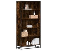 FUDUGEHMIOFWFJJ Libreria Rovere Fumo Bookshelf 80.5x35x170.5 cm Industrial Modern Bookcase with 5 Shelves for Living Room Bedroom Office Sturdy Metal Frame High Load Capacity 80kg Easy Assembly