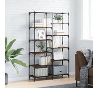 FUDUGEHMIOFWFJJ Libreria Rovere Marrone 100x32x170 cm - Industrial Style Bookshelf with Adjustable Feet, Sturdy Metal Frame & Multilayer Plywood, Home Office or Living Room Storage
