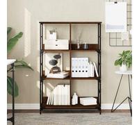 FUDUGEHMIOFWFJJ Libreria Rovere Marrone 78.5x33x117.5 cm in Legno Multistrato - Industrial Style Bookshelf with 6 Shelves, Sturdy Steel Frame Raised Edges for Home & Office Storage