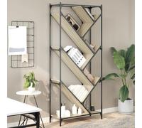 FUDUGEHMIOFWFJJ Libreria Rovere Sonoma 79x30x180cm Bookcase, Modern Tree Design Bookshelf with Adjustable Feet, Sturdy Multilayer Wood and Metal Frame for Living Room, Bedroom, Office Storage