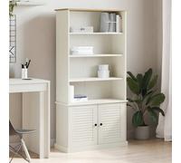 FUDUGEHMIOFWFJJ Libreria VIGO 85x35x170 cm in Legno Massello di Pino Bianco, Rustic Bookcase with Metal Knobs, Spacious Storage for Books and Decor, Easy Assembly, Wall Mountable for Safety