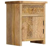 FUDUGEHMIOFWFJJ Mango Wood Nightstand with Drawer and Cabinet 40x30x50 cm Solid Wood Bedside Table for Bedroom Living Room No Assembly Required Natural Finish
