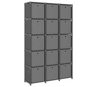 FUDUGEHMIOFWFJJ Mobile con 15 Scatole a Cubo Grigio 103x30x107,5 cm in Tessuto - Modern Shelf Organizer with Steel Frame, 15 Fabric Bins for Home Storage, Living Room & Bedroom Organization