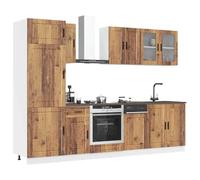 FUDUGEHMIOFWFJJ mobile pensile cucina,pensili,ensili da forno,pensile cucina scolapiatti,Set Mobili da Cucina 8 pz Kalmar Legno Vecchio in TruciolatoPer l'uso in cucina