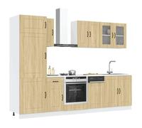 FUDUGEHMIOFWFJJ mobile pensile cucina,pensili,ensili da forno,pensile cucina scolapiatti,Set Mobili da Cucina 8 pz Kalmar Rovere Sonoma in TruciolatoPer l'uso in cucina