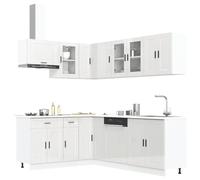 FUDUGEHMIOFWFJJ mobile pensile cucina,pensili,ensili da forno,pensile cucina scolapiatti,Set Mobili da Cucina 11 pz Porto Bianchi Lucido in TruciolatoPer l'uso in cucina