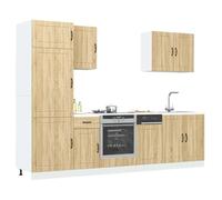 FUDUGEHMIOFWFJJ mobile pensile cucina,pensili,ensili da forno,pensile cucina scolapiatti,Set Mobili da Cucina 7 pz Kalmar Rovere Sonoma in TruciolatoPer l'uso in cucina