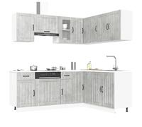 FUDUGEHMIOFWFJJ mobile pensile cucina,pensili,ensili da forno,pensile cucina scolapiatti,Set Mobili da Cucina 11 pz Kalmar Grigio Cemento in TruciolatoPer l'uso in cucina