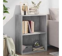FUDUGEHMIOFWFJJ Modern 2-Shelf Bookcase Gray Cement 60x30x76.5cm Multilayer Wood, Elegant Design for Living Room & Office, Sturdy Storage Furniture with Easy Assembly