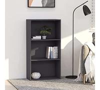 FUDUGEHMIOFWFJJ Modern 3-Tier Grey Bookshelf 60x30x114 cm Engineered Wood Storage Shelf for Living Room & Office, Spacious Open Shelves, Sturdy & Easy Assembly, Minimalist Home Decor