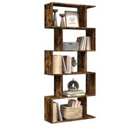 FUDUGEHMIOFWFJJ Modern 5-Shelf Bookcase in Smoked Oak 70x24x161 cm - Space Saving Room Divider with Geometric Design, Sturdy Particle Board for Living Room, Bedroom & Office Storage, Max Load 80kg