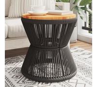 FUDUGEHMIOFWFJJ Modern Acacia Wood Coffee Table with Black Metal Frame, Round Side for Living Room & Bedroom, Sturdy 45x44 cm Accacia Solid Wood Top, Durable & Stylish End Table for Home Decor