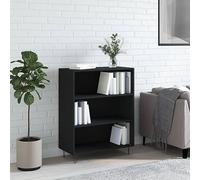 FUDUGEHMIOFWFJJ Modern Black Bookshelf 69.5x32.5x90 cm - Multilayer Wood Bookcase with 3 Shelves for Living Room Office Sturdy Storage Furniture with Metal Feet for Books, Decor & Plants
