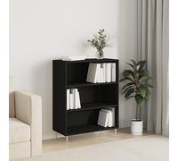 FUDUGEHMIOFWFJJ Modern Black Bookshelf 69.5x32.5x90 cm - Multipurpose Wooden Shelf for Living Room Office Sturdy Multilayer Plywood with Metal Feet Spacious Storage for Books, Decor & Plants