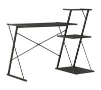 FUDUGEHMIOFWFJJ Modern Black Desk with Shelf 116x50x93 cm - Sturdy Office Desk with Spacious Storage, X-Shaped Legs & Large Work Surface for Home Office, Study Room or Workspace