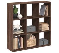 FUDUGEHMIOFWFJJ Modern Bookcase Room Divider 102x29x103.5cm in Brown Oak Particle Board, 9-Cube Storage Shelf for Living Room & Bedroom, Durable & Space-Saving Furniture with Wall Mounting Kit