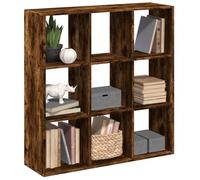 FUDUGEHMIOFWFJJ Modern Bookcase Room Divider with 9 Cubby Storage Shelves in Smoked Oak - 102x29x103.5 cm Particle Board Versatile Living Room, Bedroom Organizer Durable & Space-Saving Design