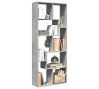 FUDUGEHMIOFWFJJ Modern Bookshelf Room Divider Gray Cement 67x25x161.5 cm Particle Board - 8 Compartments Storage Shelf for Living Room Bedroom Durable & Space-Saving Furniture with Wall Mounting Kit
