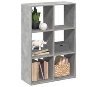 FUDUGEHMIOFWFJJ Modern Bookshelf Room Divider Gray Cement Color 69.5x29x103.5cm Particle Board with 6 Cubes Storage for Living Room Bedroom Office Home Decor Organizer