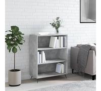 FUDUGEHMIOFWFJJ Modern Cement Gray Bookshelf 69.5x32.5x90 cm with 3 Open Compartments, Sturdy Multilayer Wood & Metal Legs for Living Room, Bedroom, Office Storage & Display Decor