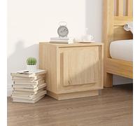 FUDUGEHMIOFWFJJ Modern Comodino Nightstand with Door, Sonoma Oak Finish, Multilayer Wood, 44x35x45 cm, Bedside Table with Storage Shelf, Living Room End Table