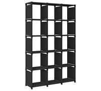 FUDUGEHMIOFWFJJ Modern Cube Storage Organizer with 15 Open Compartments, Black Fabric & Steel Frame, 103x30x175.5cm, Books, Decor, Plants, Home & Office Organization