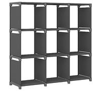 FUDUGEHMIOFWFJJ Modern Cube Storage Organizer with 9 Open Compartments, Grey Fabric & Steel Frame, 103x30x107.5 cm, Books, Decor, Plants, Home & Office Organization